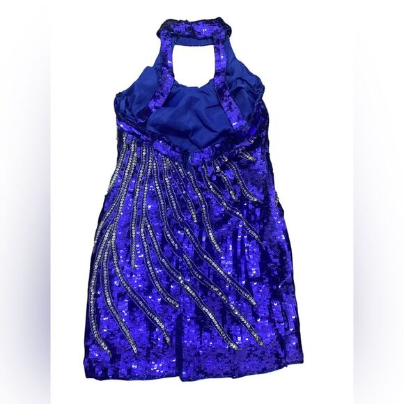 Fantasy by Lisa Kane Vintage Formal Sequin Halter Dress Festive Holiday Dress - Picture 7 of 12